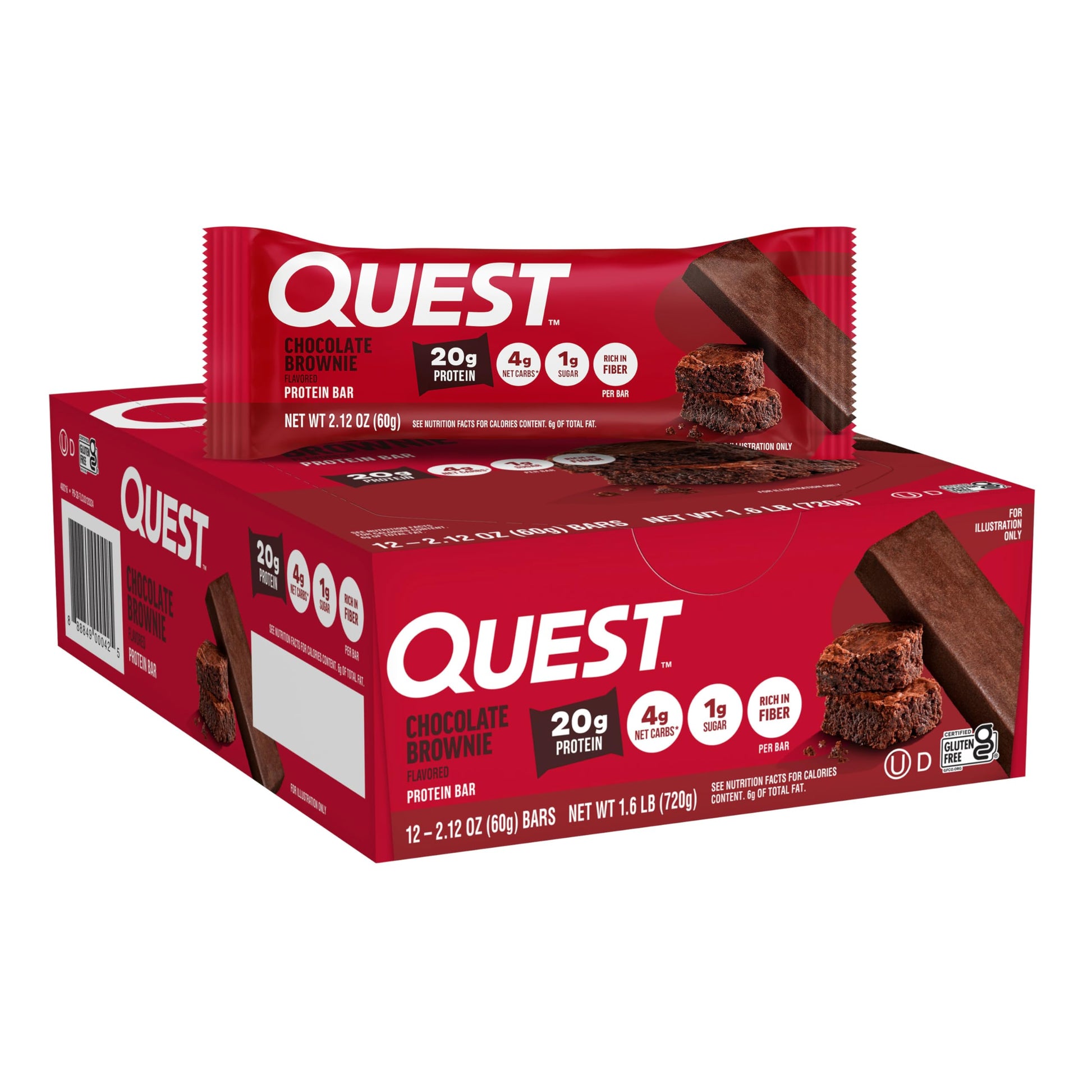 Buy now Quest Nutrition Chocolate Brownie Protein Bar, 20g Protein, 1g Sugar, 4g Net Carb, High Fiber, Gluten Free, 12 Count Chocolate Brownie 12 Count (Pack of 1) at indiglob india