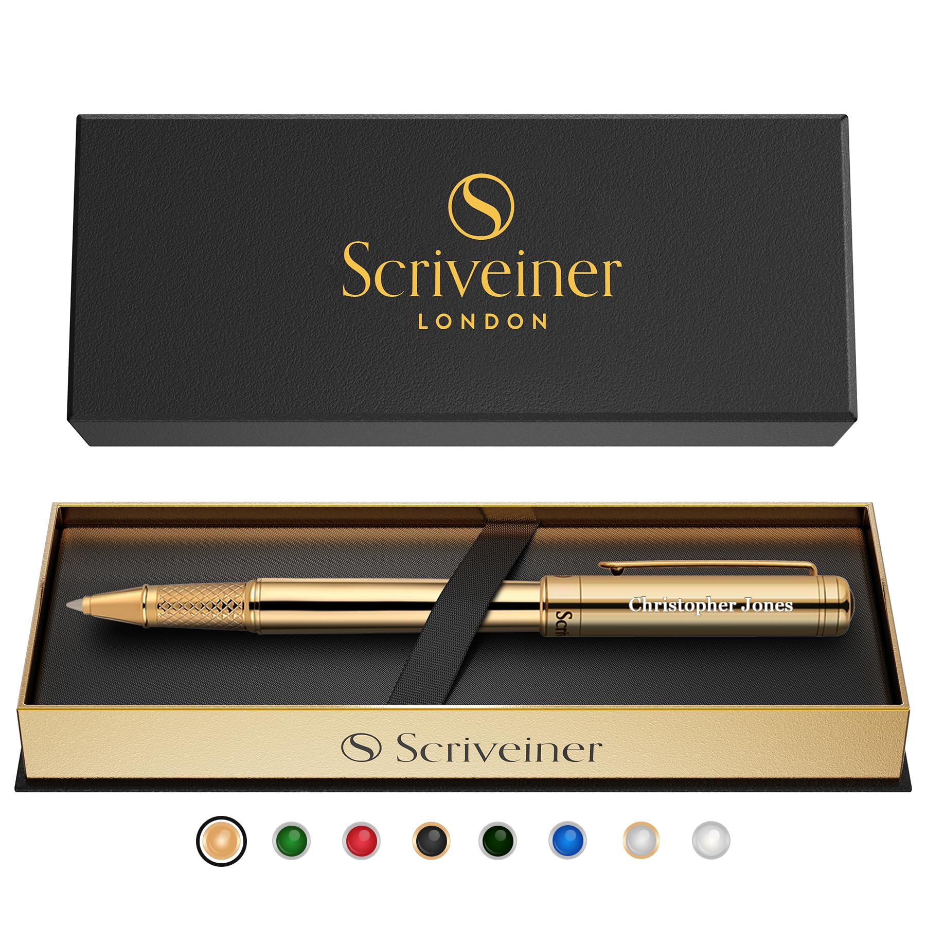 Buy now Scriveiner Black Lacquer Rollerball Pen - Stunning Luxury Pen, Real Gold Plating, Schmidt Ink Refill, Best Roller Ball Gift Set for Men & Women, Professional, Executive Office, Nice Pens at indiglob india