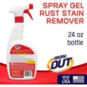 Iron OUT Rust Stain Remover Spray Gel, Remove Rust Stains in Bathrooms, Kitchens, Laundry, and Outdoors, Made in the USA, 24 Ounces