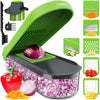 Fullstar Mandoline Slicer for Kitchen - Vegetable Chopper, Onion Potato Food Veggie Fruit Slicer and Cutter with Container, Kitchen Gadgets & Accessories, Home Essentials (All-in-1, White/Black) - Gray/Green