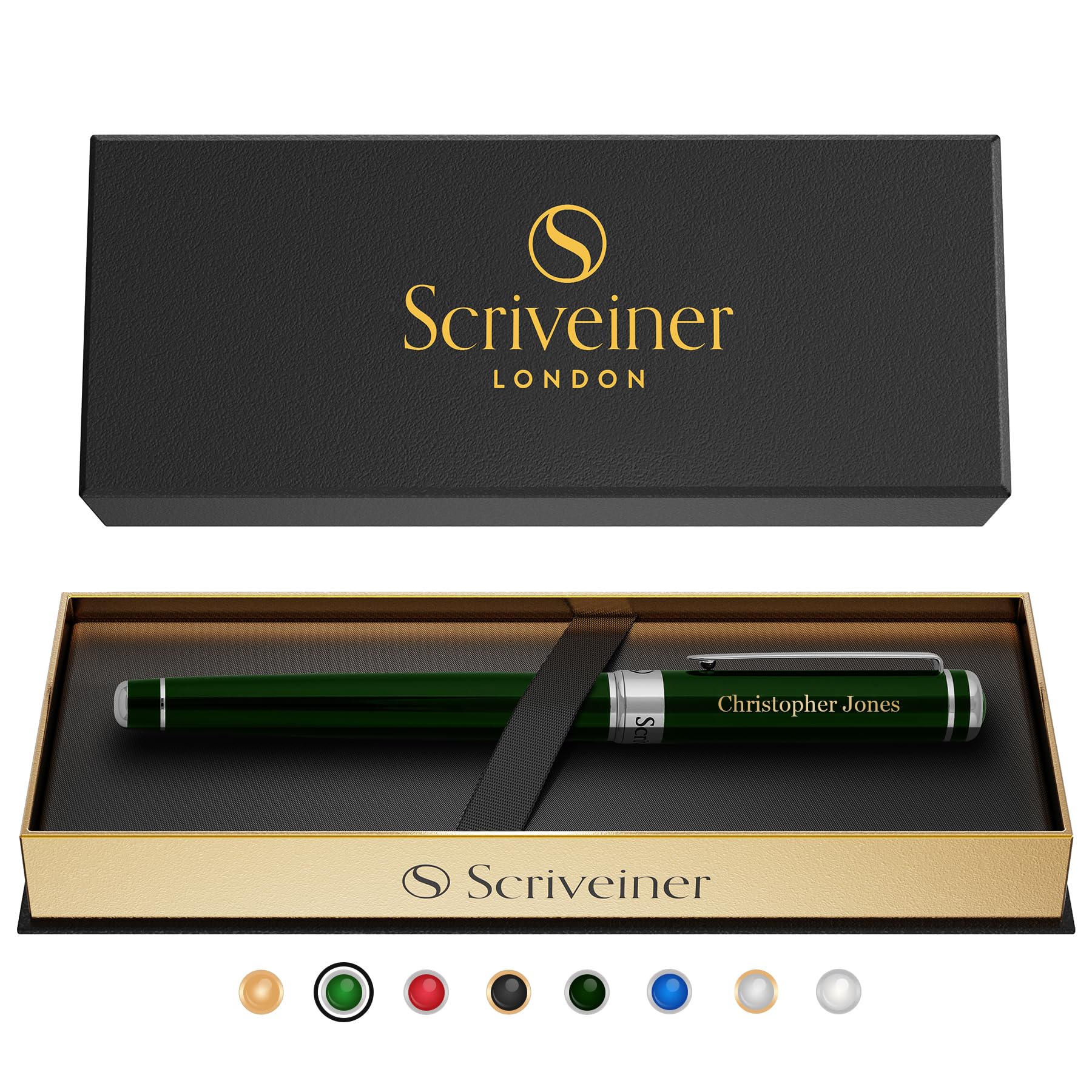 Buy now Scriveiner Black Lacquer Rollerball Pen - Stunning Luxury Pen, Real Gold Plating, Schmidt Ink Refill, Best Roller Ball Gift Set for Men & Women, Professional, Executive Office, Nice Pens at indiglob india