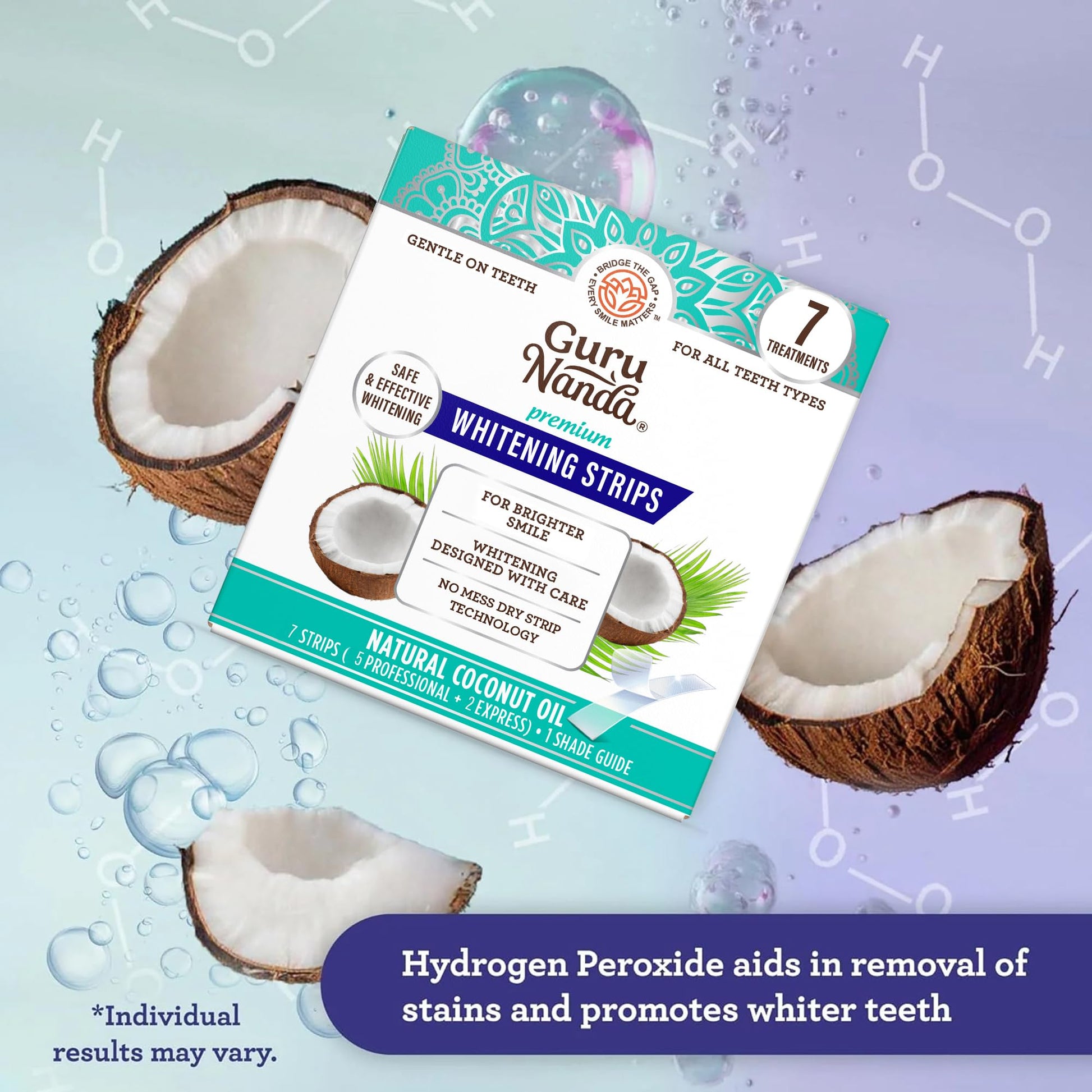Buy now GuruNanda Teeth Whitening Strips - 7-Day Treatment with Non-Slip, Dry Strip Technology - Whitening Designed with Care for a Brighter Smile at indiglob india
