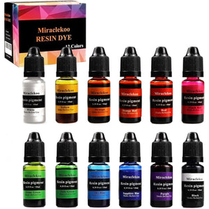 12 Colors Epoxy Resin Color Dye Colorant Liquid Epoxy Resin Pigment,10ml Each,Translucent