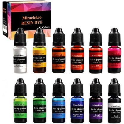 12 Colors Epoxy Resin Color Dye Colorant Liquid Epoxy Resin Pigment,10ml Each,Translucent