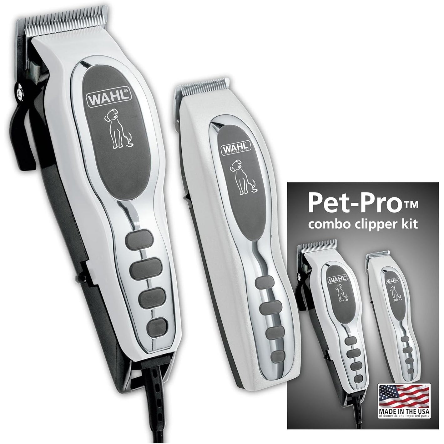 Wahl USA Pet-Pro Corded Clipper & Battery Trimmer Pet Grooming Combo Kit for Dogs with Light to Thick Coats, The Brand Used by Professionals - Model 9284