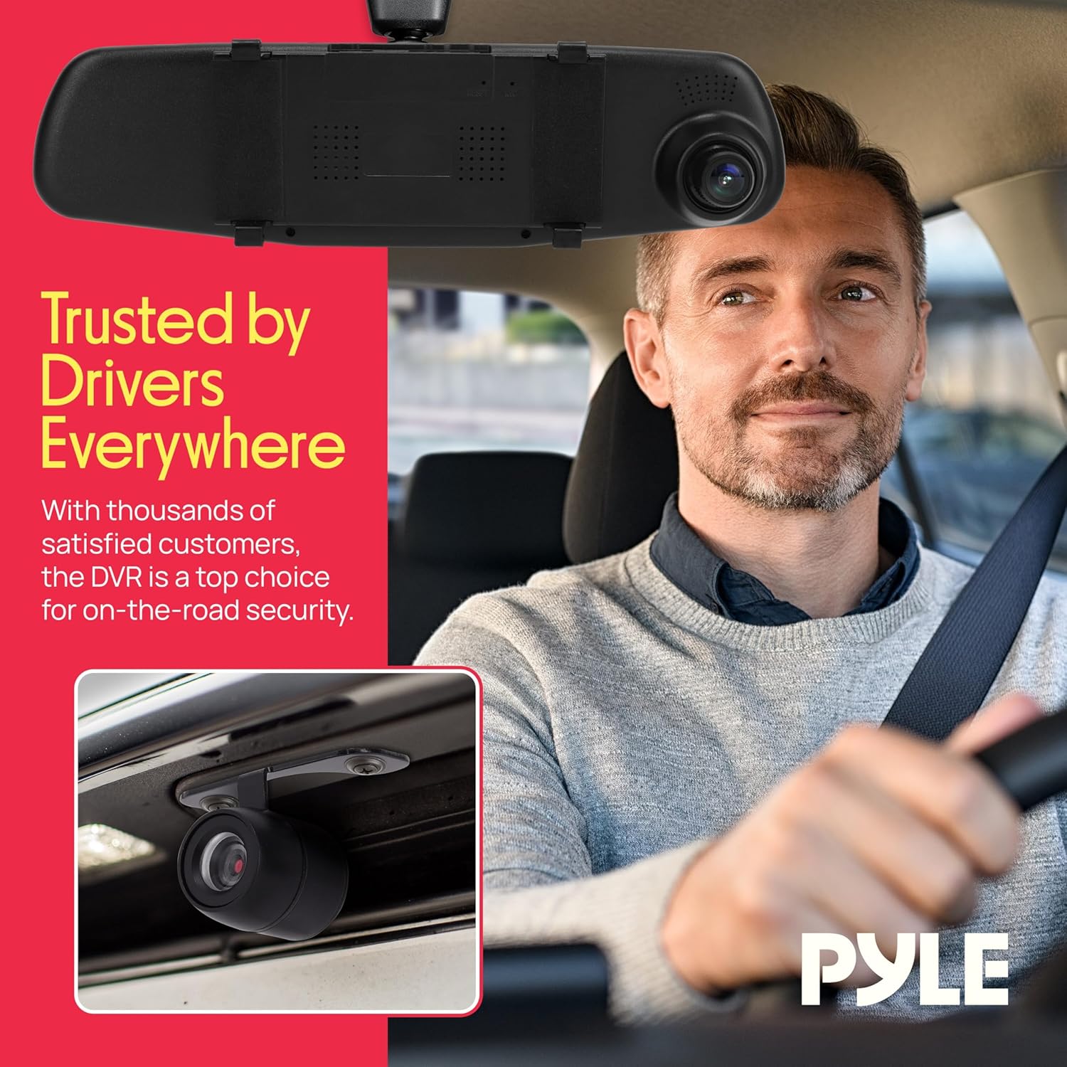Buy now Pyle Dash Cam Front and Rear - HD 720p Dual Camera Car Video System with Rearview Mirror Attachment, Waterproof Backup Cam, 4.5’’ Display, G-Sensor, DVR Recording, Easy Plug-and-Play Setup at indiglob india