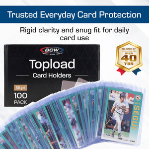 Buy now BCW 3x4 Standard Topload Card Holders | 100 Pack | Top Loaders for Cards | Rigid Card Protector | Fits Standard Size Cards Up to 20pt at indiglob india