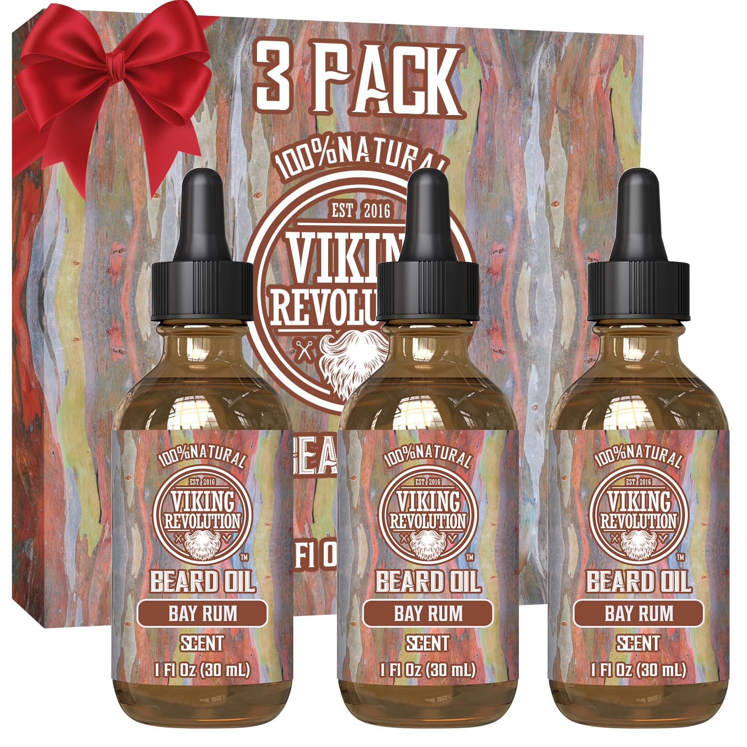 Buy now Viking Revolution Beard Oil with Clary Sage for Men - Natural Blend with Argan and Jojoba Oils for Softening, Strengthening, and Moisturizing Bay Rum 1 Fl Oz (Pack of 3) at indiglob india