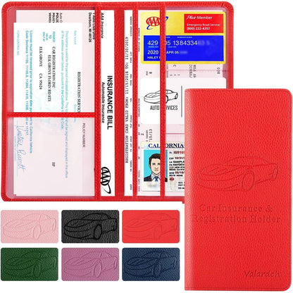 Premium Car Registration and Insurance Card Holder, Car Document Holder for Cards, Driver License & other Essential Documents (Black)
