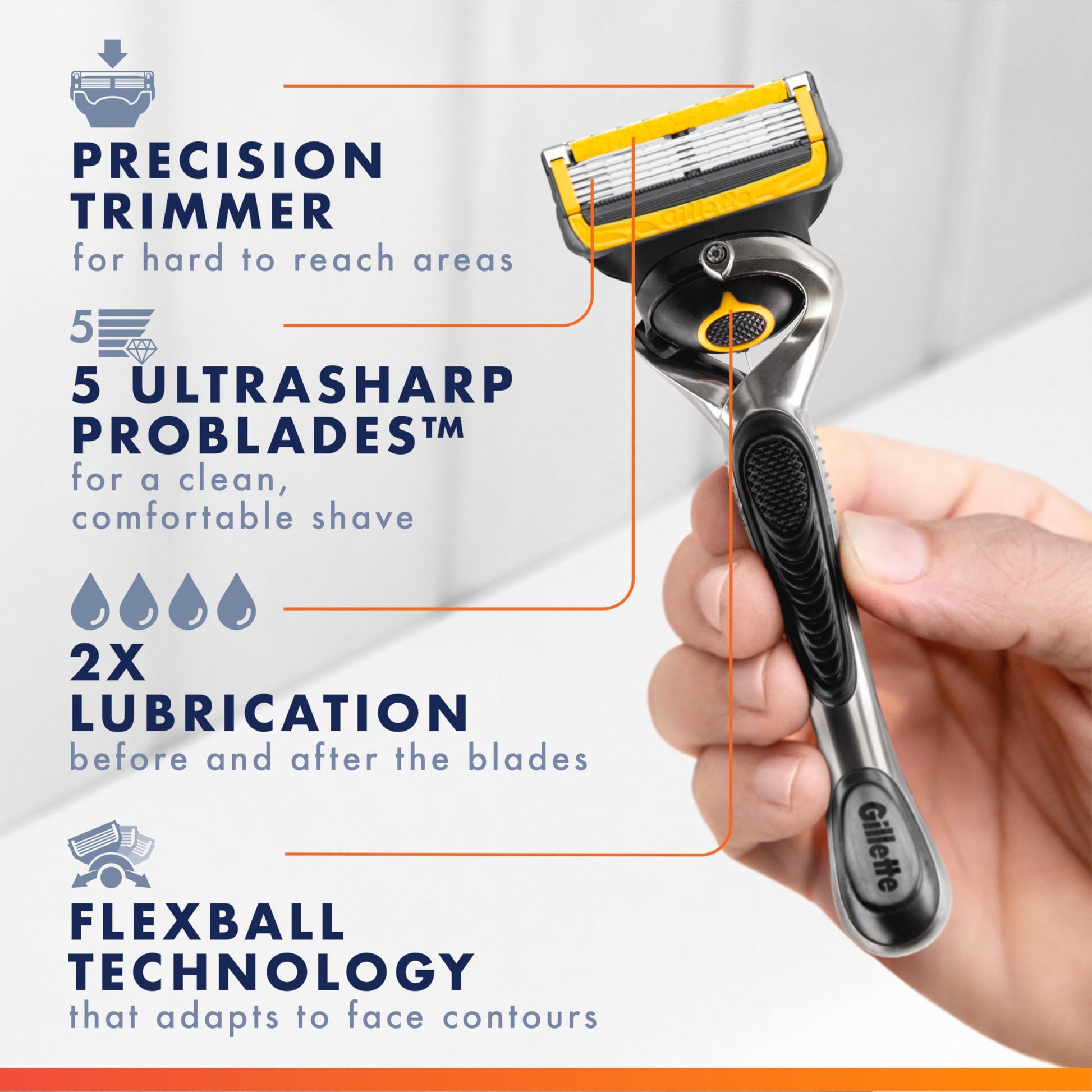 Buy now Gillette ProGlide Shield Razor for Men, Handle + 2 Blade Refills at indiglob india