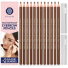 Stylia Waterproof Eyebrow Pencils For Women – Long-Lasting Microblading Supplies Brow Pencil, Perfect for Eyebrow Shaper, Filling & Defining Natural-Looking Brow - (12PC Black) - Light Brown