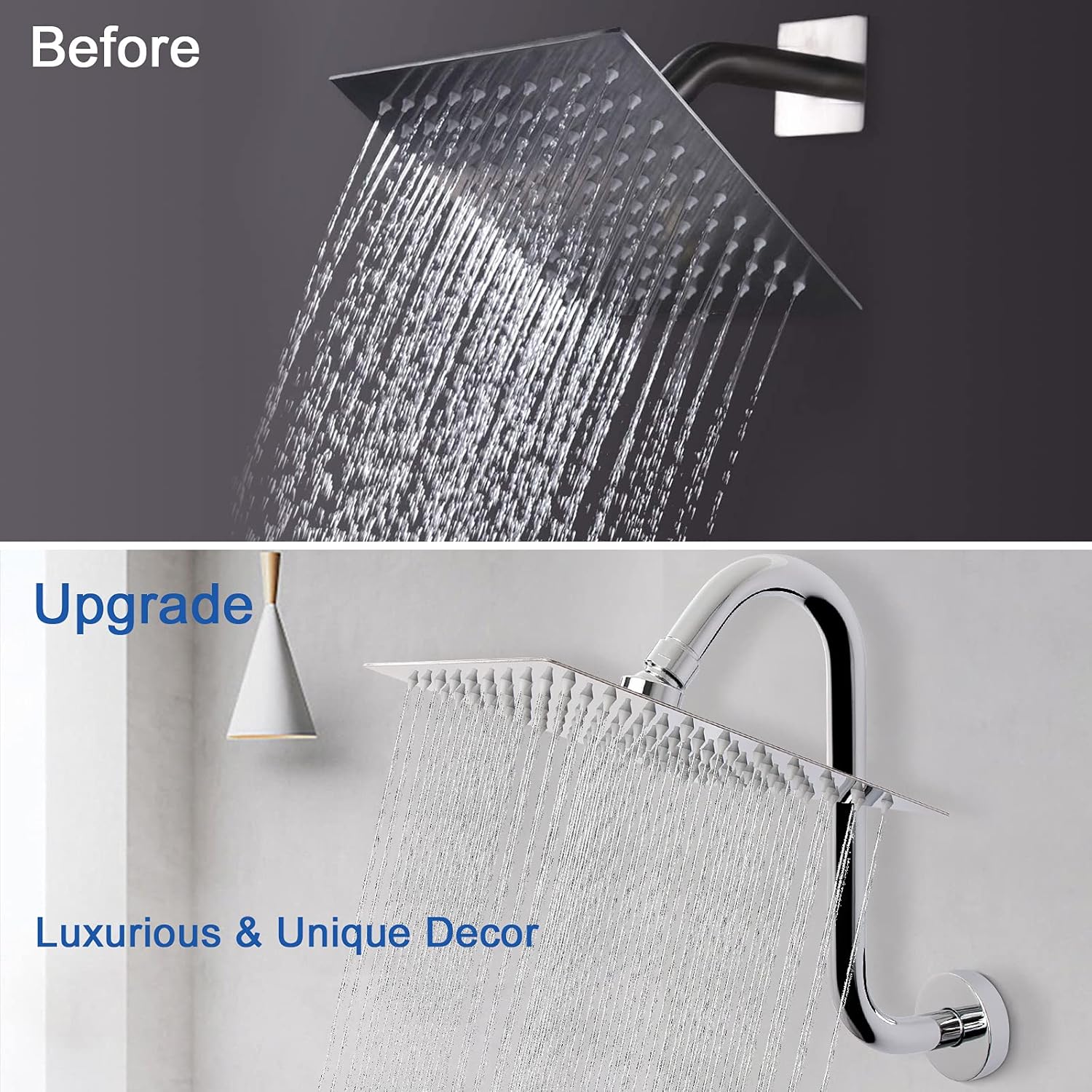 Buy now NearMoon S Shaped Shower Head Riser Arm, Shower Extender Arm with Flange, Standard 1/2" Connection- Bathroom Accessory, 10 Inch (1 Pack, Chrome) at indiglob india