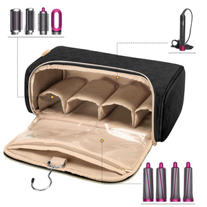 Yarwo Airwrap Travel Case Compatible for Dyson Airwrap Multi-Styler All Models and Attachments, Portable Storage Bag with Hanging Hook for Hair Curler Accessories, Black (Patented Design)