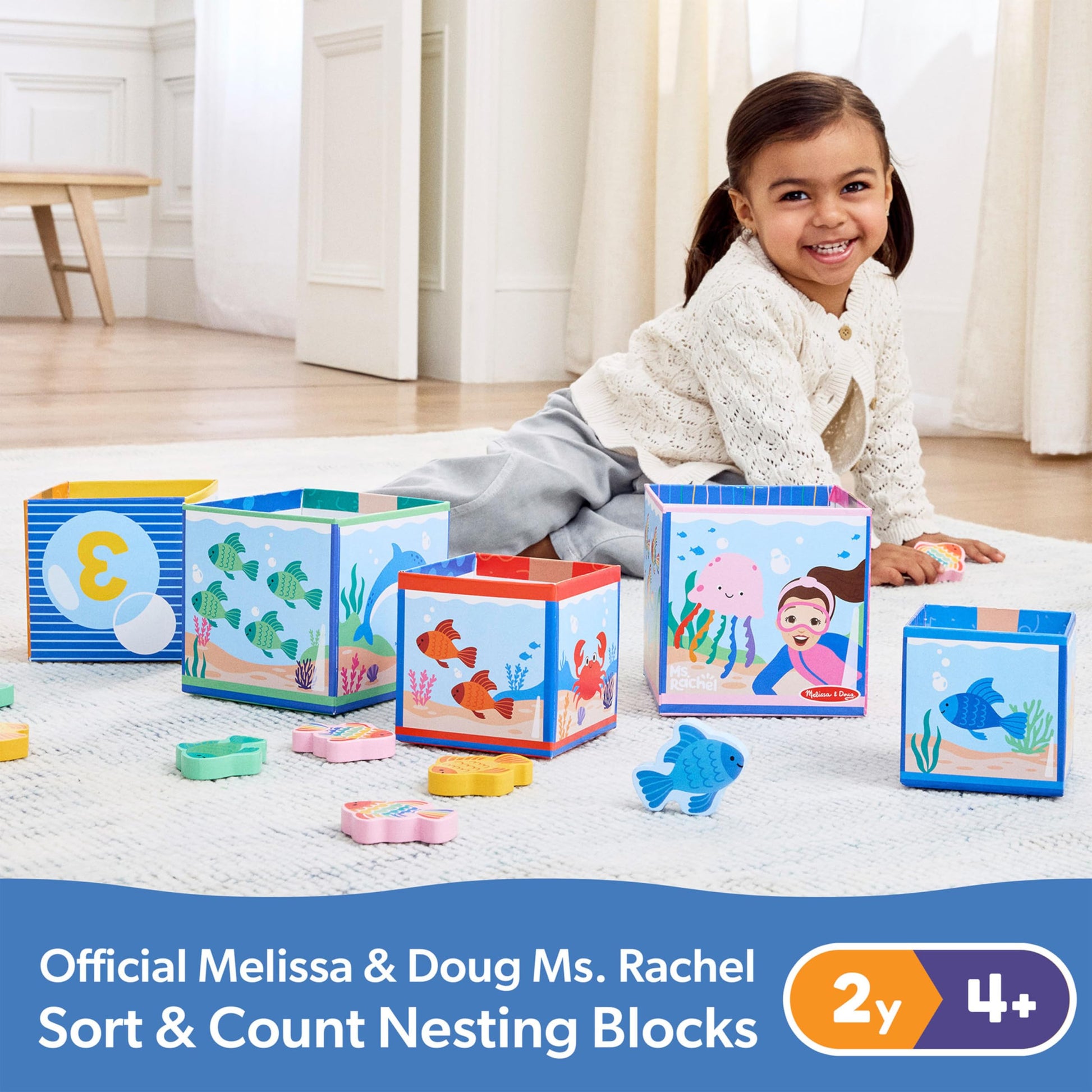 Buy now Melissa & Doug?? Ms. Rachelƒ?› Sort and Count Nesting and Stacking Blocks with Wooden Fish Preschool Learning Toy for Boys, Girls - FSC Certified at indiglob india