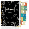 Recipe Book to Write in Your Own Recipes, Blank Cookbook with 175 Pages for Family Cooking Lover, Recipe Notebook with Tab Sticker Sheets, Recipe Journal, Hardcover, 7.5" x 9.5" - Black