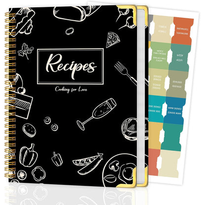Recipe Book to Write in Your Own Recipes, Blank Cookbook with 175 Pages for Family Cooking Lover, Recipe Notebook with Tab Sticker Sheets, Recipe Journal, Hardcover, 7.5" x 9.5"