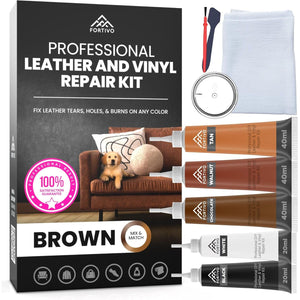Brown Vinyl Repair Kit - Leather Color Restorer for Couches, Furniture, Car Seats, Purse, Jacket, and More - Advanced Gel, Filler, and Scratch Repair, Easy Match Guide