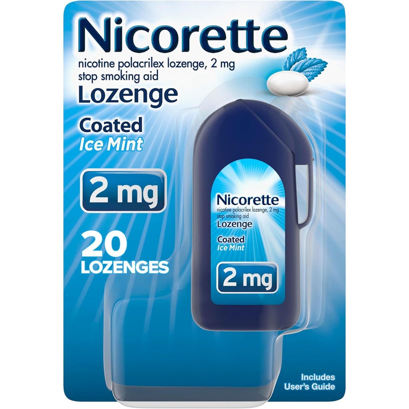 Nicorette 2 mg Coated Nicotine Lozenges to Help Stop Smoking - Ice Mint Flavored Stop Smoking Aid, 20 Count Lozenge