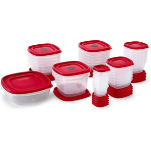 Rubbermaid 60-Piece Food Storage Containers with Lids, Microwave and Dishwasher Safe, Red Color, Ideal for Meal Prep and Pantry Storage