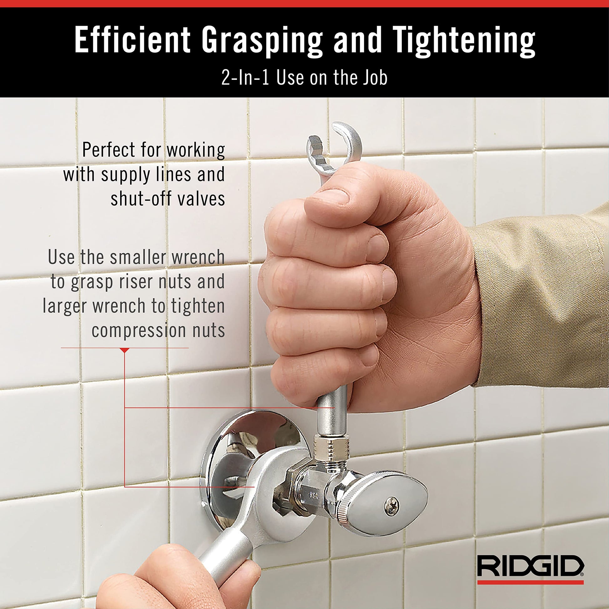 Buy now RIDGID 27023 Model 2002 One Stop 2-in-1 Wrench for Angle Stops, Straight Stops, and Compression Couplings at indiglob india