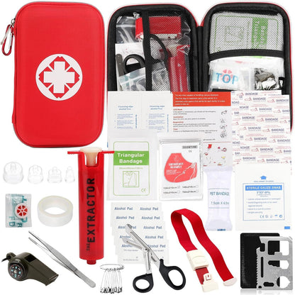 Snake Bite Kit, Bee Sting Kit, Emergency First Aid Supplies, Venom Extractor Suction Pump, Bite and Sting First Aid for Hiking, Backpacking and Camping. Includes Bonus CPR face Shield (Orange)