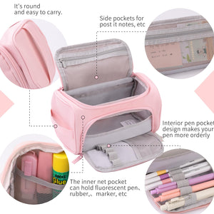 Buy now HVOMO Big Capacity Pencil Case High Large Storage Pouch Marker Pen Case Travel Simple Stationery Bag School College Office Organizer for Teens Girls Adults Student（Pink） at indiglob india