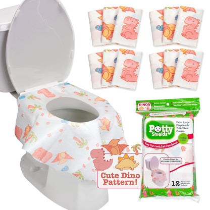 Buy now Toilet Seat Covers Disposable (12 Pack, Sports) - XL Waterproof Toilet Cover for Toddlers, Kids & Adults - Portable & Individually Wrapped for Travel, Potty Training & Public Restrooms 12 Pack Dinosaurs at indiglob india