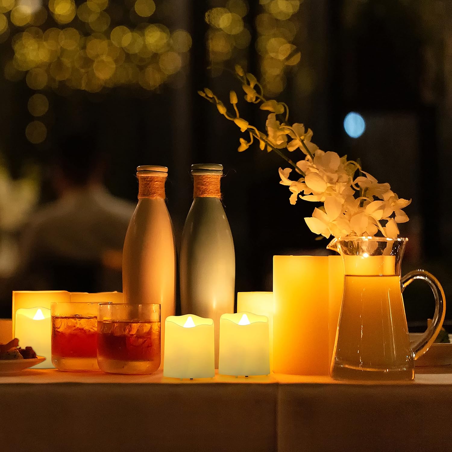 Buy now Rechargeable Flameless Tea Lights Candles with Timer & Remote, 12pcs Flickering LED Votive Candles with 2 USB Charging Cables, Warm White Light Electric Fake Candle for Home, Halloween Xmas Decor at indiglob india