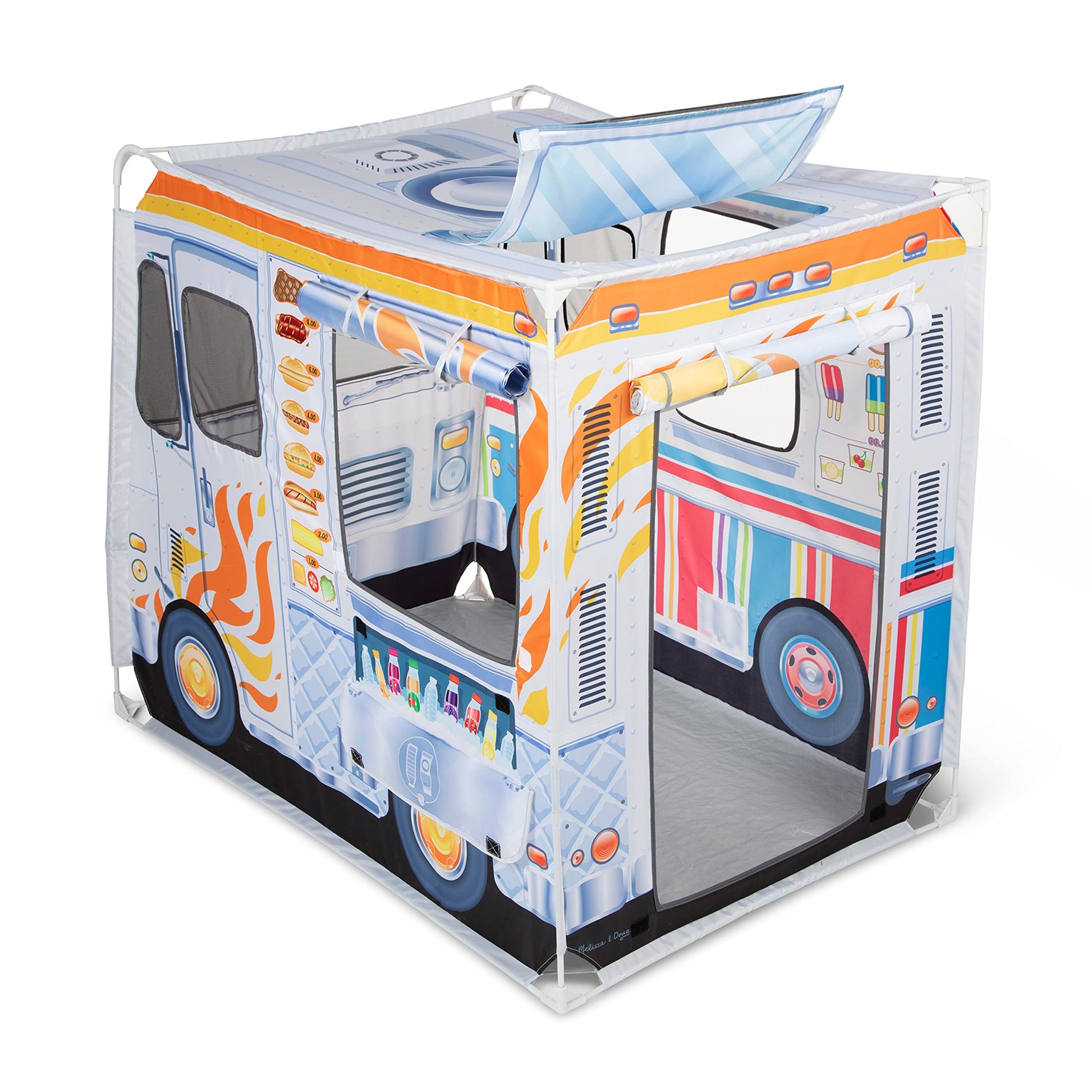 Buy now Melissa & Doug Fabric Double-Sided Food Truck Play Tent - Ice Cream and BBQ Role Play Toy Food Truck Tent, for Kids Ages 3+ at indiglob india