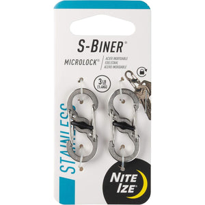 Nite Ize S-Biner MicroLock, Locking Key Holder, Stainless-Steel 2-Pack