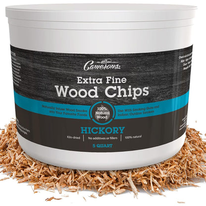 Camerons All Natural Extra Fine Hickory BBQ Wood Chips for Smokers (5 Quart, 4.731L) Kiln Dried Wood Sawdust Shavings for Cocktail Smoking Guns, Stovetop Smokers, Smoke Boxes - Barbecue Grilling Gifts
