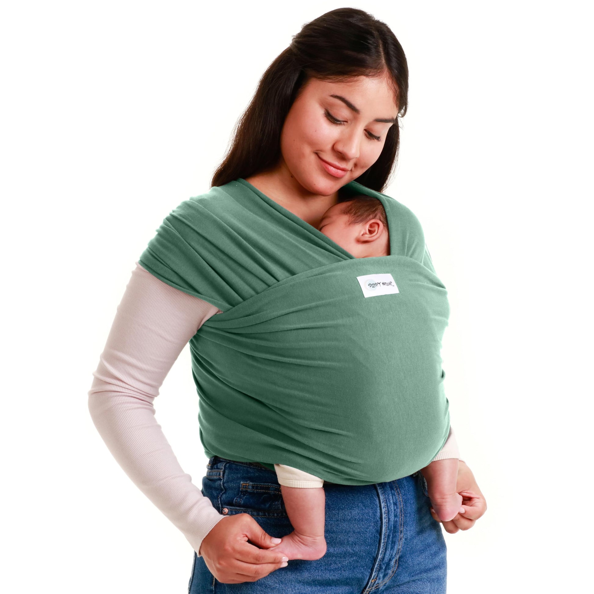 Buy now Sleepy Wrap Stretchy Ergonomic Baby Carrier Sling for Newborns to Toddlers - Hands-Free Lightweight Baby Wrap 7-35 lbs (Dark Gray) Poly-Spandex Blend Sage Green at indiglob india