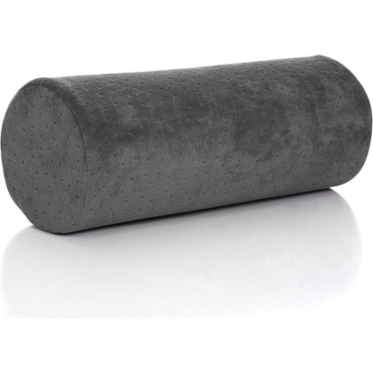 AllSett Health Round Cervical Roll Cylinder Bolster Pillow with Removable Washable Cover, Ergonomically Designed for Head, Neck, Back, and Legs, Grey