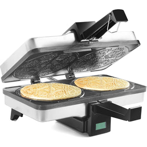 CucinaPro Krumkake Baker By Cucina Pro - 100% Non Stick, Makes Two Krumkake Pizzelle-Like Cookies, Great for Cannoli Filling & Cones