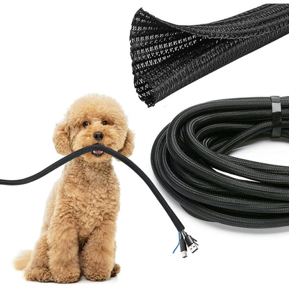 JOTO 1 Pack Cable Management Sleeve, 26 Feet Cord Organizer System with Zipper for TV Computer Office Home Entertainment, Flexible Cable Sleeve Wrap Cover Wire Hider System -Black