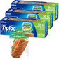 Ziploc XL Sandwich and Snack Bags with EasyGuide Texture, Plastic Storage Bags with Grip 'n Seal Technology, 90 Bags Total