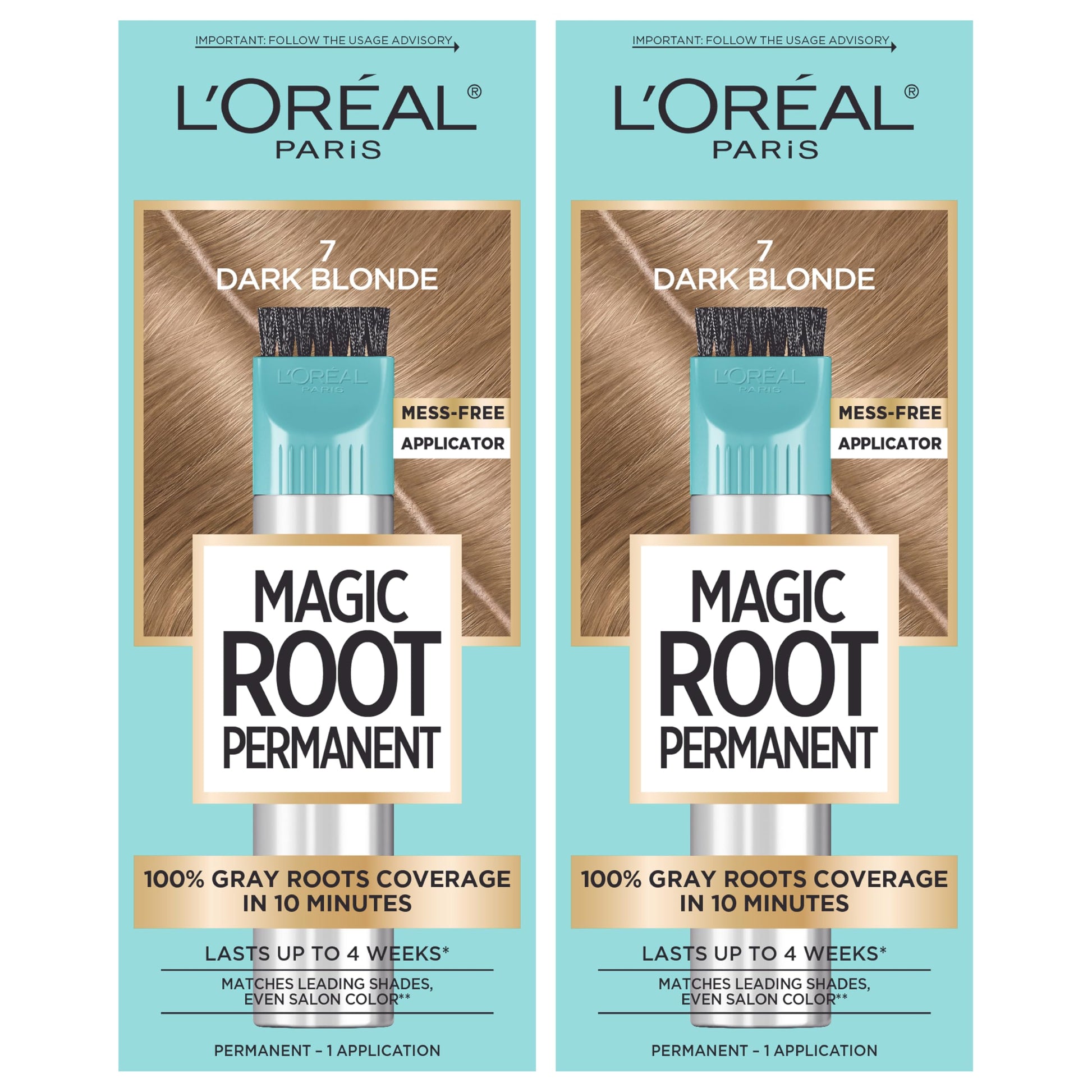 Buy now L'Oreal Paris Magic Root Rescue 10 Minute Root Hair Coloring Kit, Permanent Hair Color with Quick Precision Applicator, 100 percent Gray Coverage, 4 Dark Brown, 2 count 7 Dark Blonde 1 Count (Pack of 2) at indiglob india