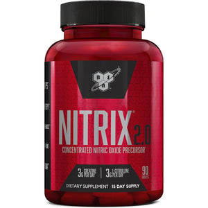 BSN NITRIX 2.0, Workout Supplement, Nitric Oxide Precursors, 3g Creatine, 3g L Citrulline, L-Citrulline, Supports Workout Performance, Pumps, Muscle Recovery and Endurance, 90 Tablets, 30 Servings