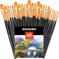 BOSOBO Paint Brushes Set, 2 Pack 20 Pcs Round-Pointed Tip Nylon Hair Artist Acrylic Paint Brushes for Acrylic Painting Oil Watercolor, Face Nail Art, Canvas, Miniature Detailing & Rock Painting, Blue