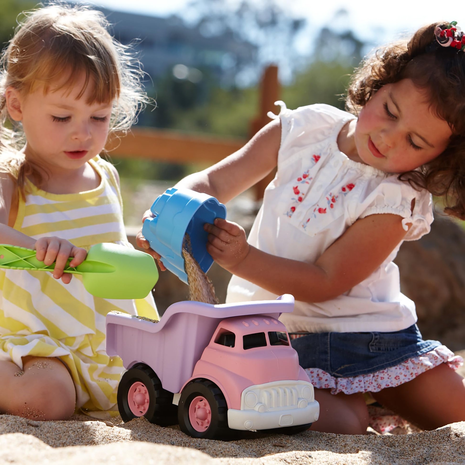 Buy now Green Toys Dump Truck in Pink Color - BPA Free, Phthalates Free Play Toys for Improving Gross Motor, Fine Motor Skills. Play Vehicles at indiglob india