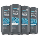 Buy now DOVE MEN + CARE Body and Face Wash Clean Comfort 4 Count for Healthier and Stronger Skin Effectively Washes Away Bacteria While Nourishing Your Skin, 18 oz at indiglob india