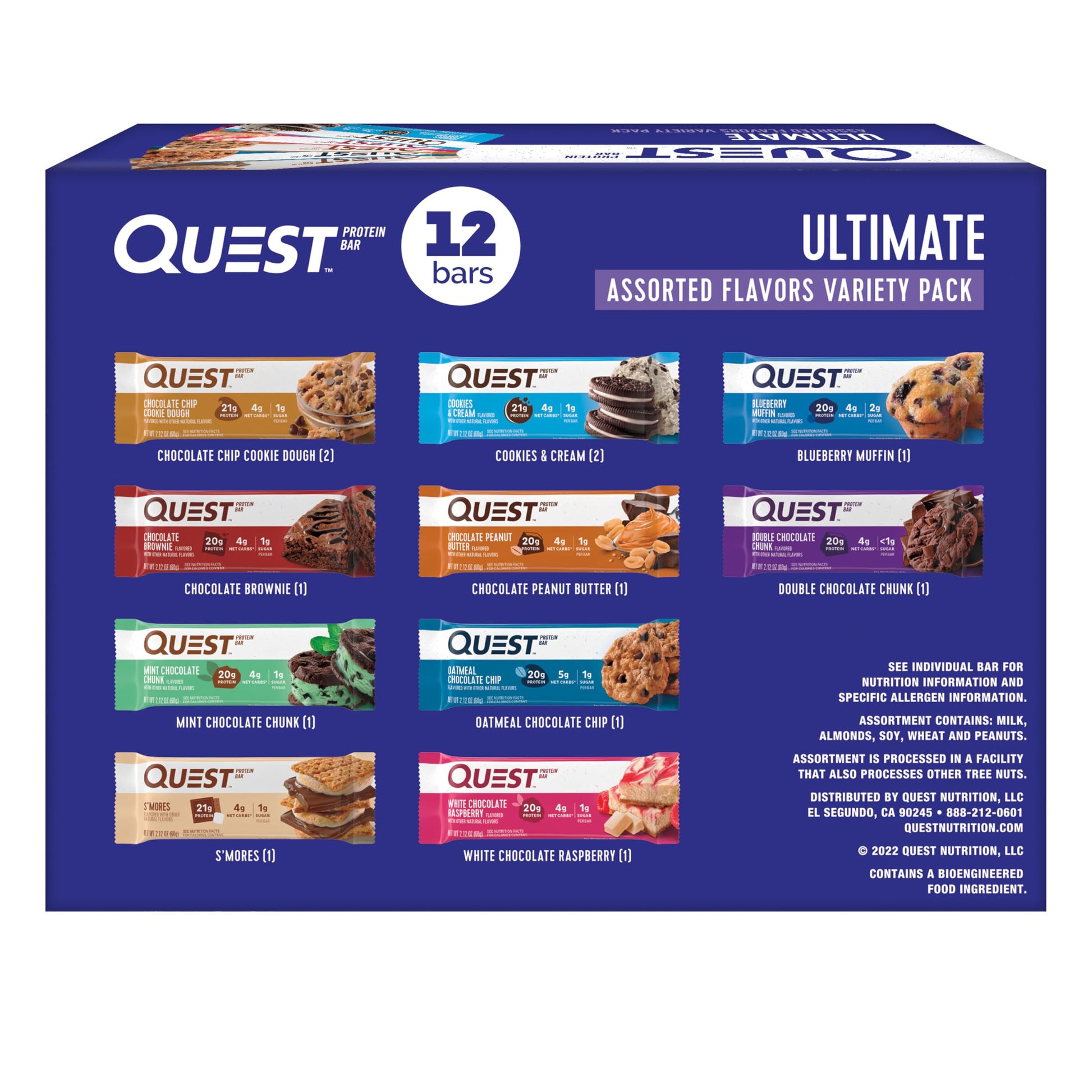 Buy now Quest Nutrition Chocolate Brownie Protein Bar, 20g Protein, 1g Sugar, 4g Net Carb, High Fiber, Gluten Free, 12 Count at indiglob india