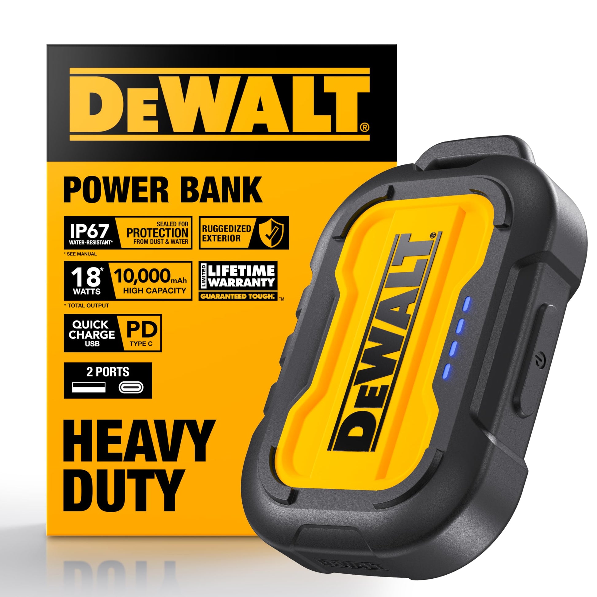 Buy now DEWALT Heavy Duty Portable Charger, Power Bank, Travel Worksite 10,000 mAh Battery Pack with USB-C Port for iPhone 17/16 Plus Pro Max, iPhone 15/14/13, Samsung Galaxy at indiglob india