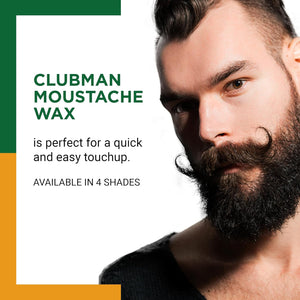 Clubman Moustache Wax – Mustache Wax for Men Strong Hold, Neutral Color, Includes Styling Brush, Hang Pack, 0.5 oz