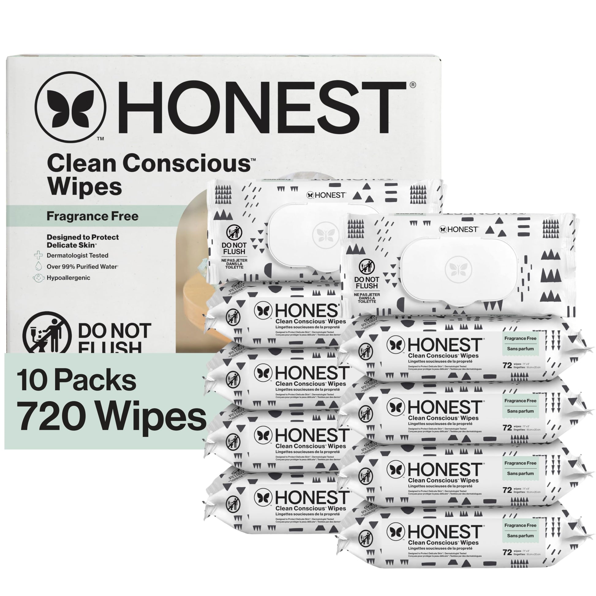 Buy now The Honest Company Hypoallergenic Multi-Use Baby Wipes for Sensitive Baby Skin Rainbow 60 Count at indiglob india