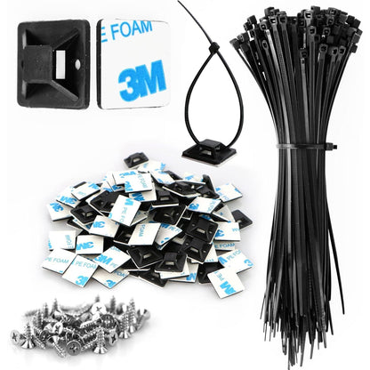 Zip Tie Mount 3/4" Black Small Wire Tie Adhesive Mounting 100 Pcs for Wire Clips Cable Management Cable Tie Anchors for Home Office Wiring Durable Pro-grade UV Wire Holder Organizer for Tidy Cabling
