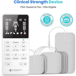 Etekcity 4-Channel Rechargeable TENS Unit – Muscle Stimulator for Drug-Free Pain Relief, After-Exercise Relaxation, Physical Therapy, 8 Electrode Pads, Back, Neck, Shoulder, Sciatica, Period Cramps