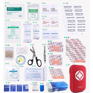 First Aid Kit Medical Med - 155 Pcs Kit Waterproof Emergency Kit for Camping Hiking Home Outdoor Truck Vehicle Car Fishing Travel Biking (RED) 1