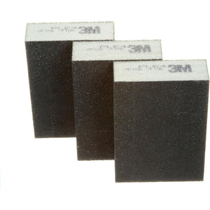 3M General Purpose Sanding Sponge 908NA-3P-CC, 3 3/4 in x 2 5/8 in x 1 in, Dual Grit, Fine/Medium, 3 sponges/pack, 6 pks/cs