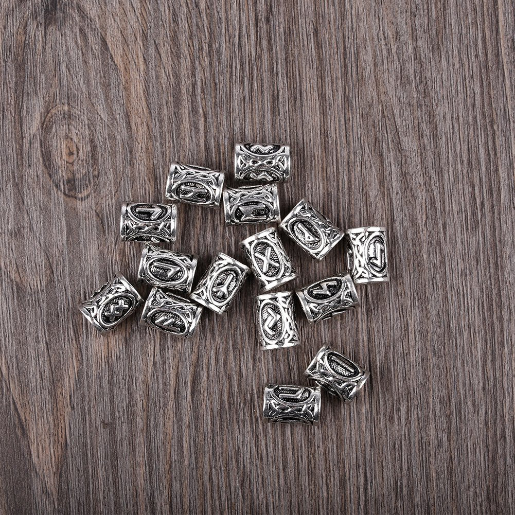 Buy now 24Pcs Norse Vikings Runes Hair Beard Beads for Bracelets Pendant Necklace DIY,Braiding Beads for Hair Braids Antique Silver Beard Ring Viking Beads Kits(Include 2Pcs Pull Hair Pin) at indiglob india